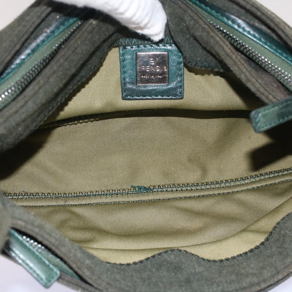 FENDI Mamma Baguette Shoulder Bag Nylon Green 52438