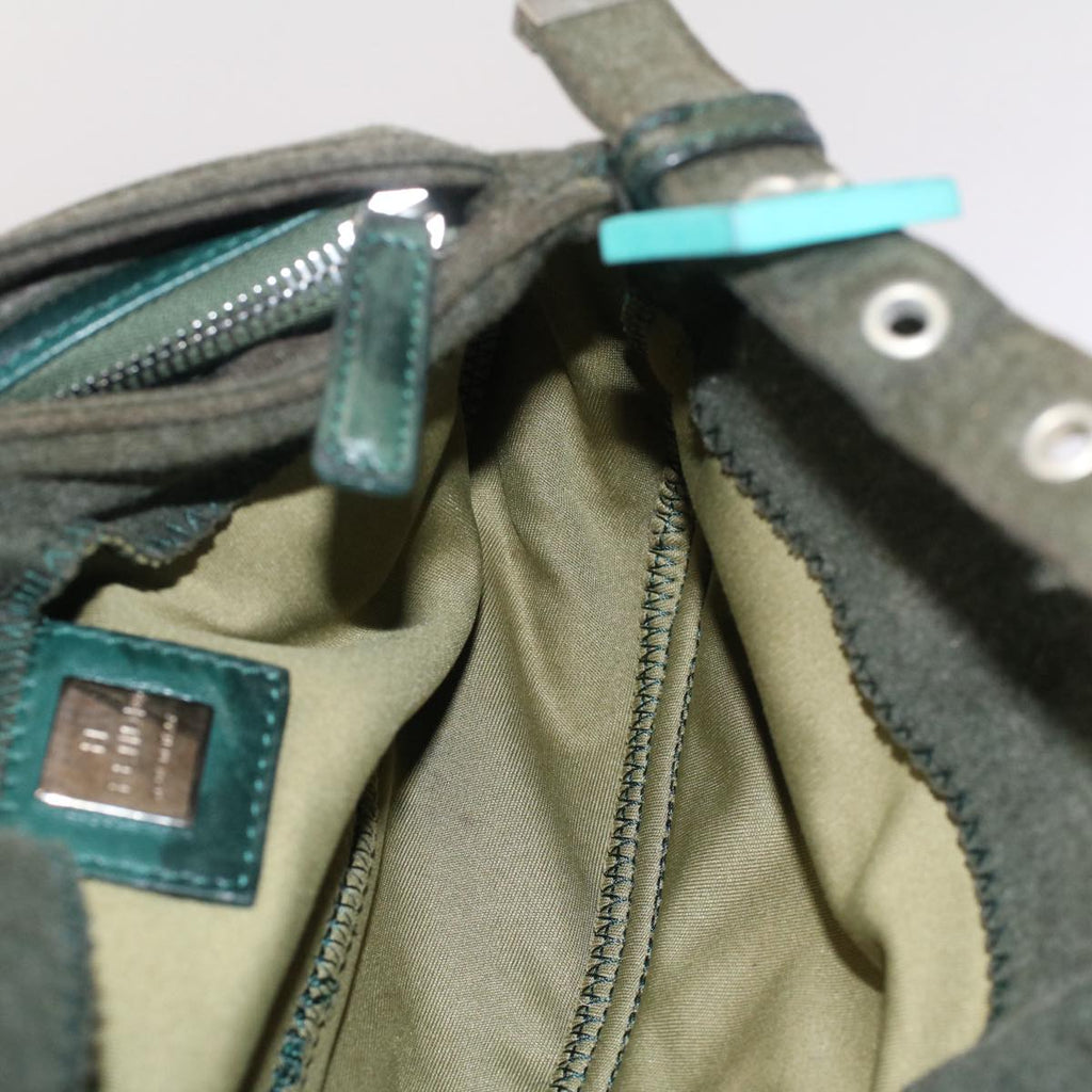 FENDI Mamma Baguette Shoulder Bag Nylon Green 52438