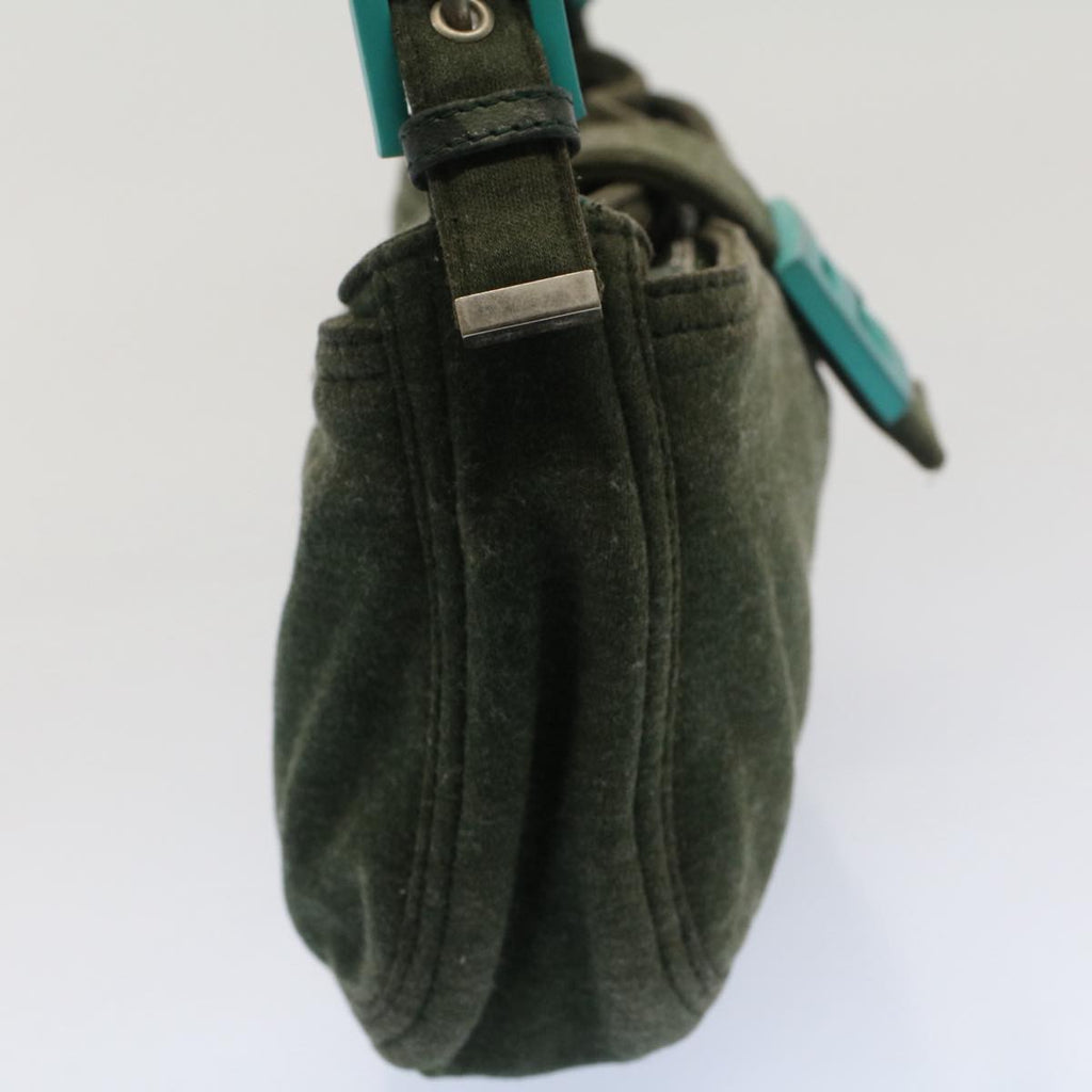FENDI Mamma Baguette Shoulder Bag Nylon Green 52438