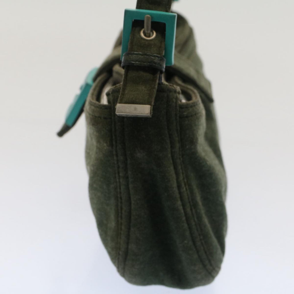 FENDI Mamma Baguette Shoulder Bag Nylon Green 52438