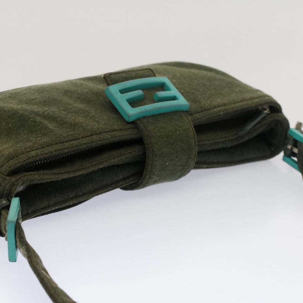 FENDI Mamma Baguette Shoulder Bag Nylon Green 52438