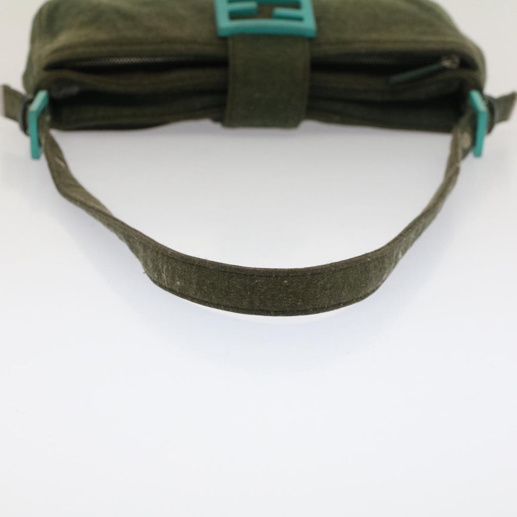 FENDI Mamma Baguette Shoulder Bag Nylon Green 52438