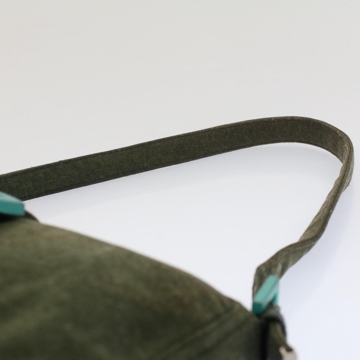 FENDI Mamma Baguette Shoulder Bag Nylon Green 52438