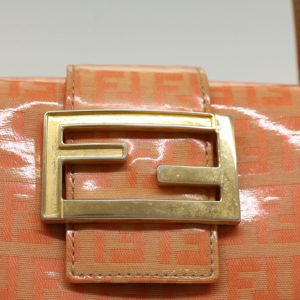 FENDI Zucchino Canvas Mamma Baguette Hand Bag Enamel Orange 52439