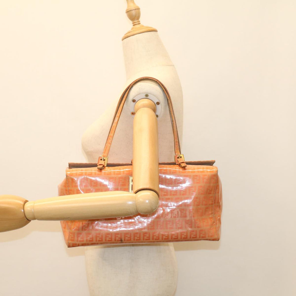 FENDI Zucchino Canvas Mamma Baguette Hand Bag Enamel Orange 52439