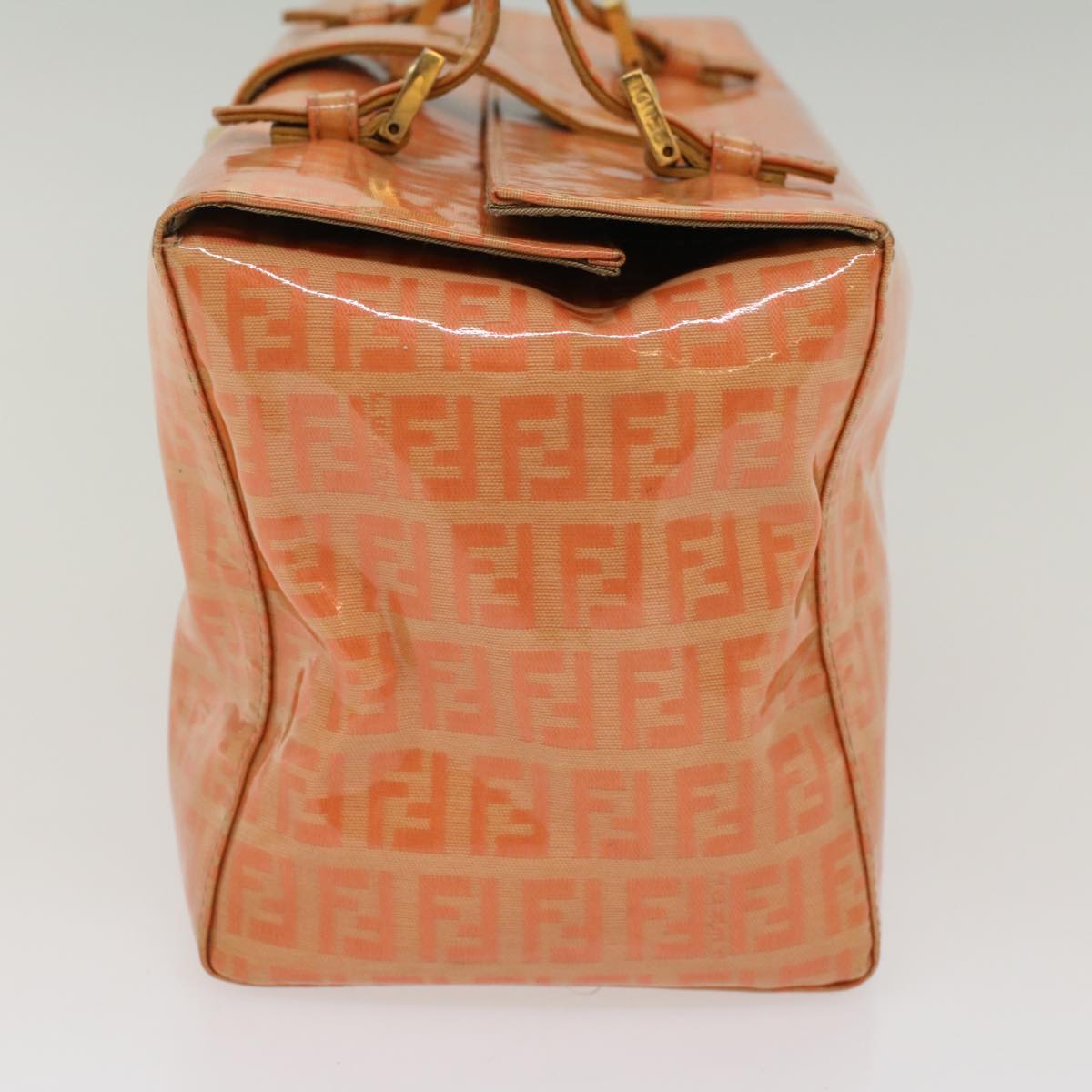 FENDI Zucchino Canvas Mamma Baguette Hand Bag Enamel Orange 52439