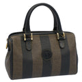 FENDI Pecan Canvas Mini Boston Bag Black Brown 52490