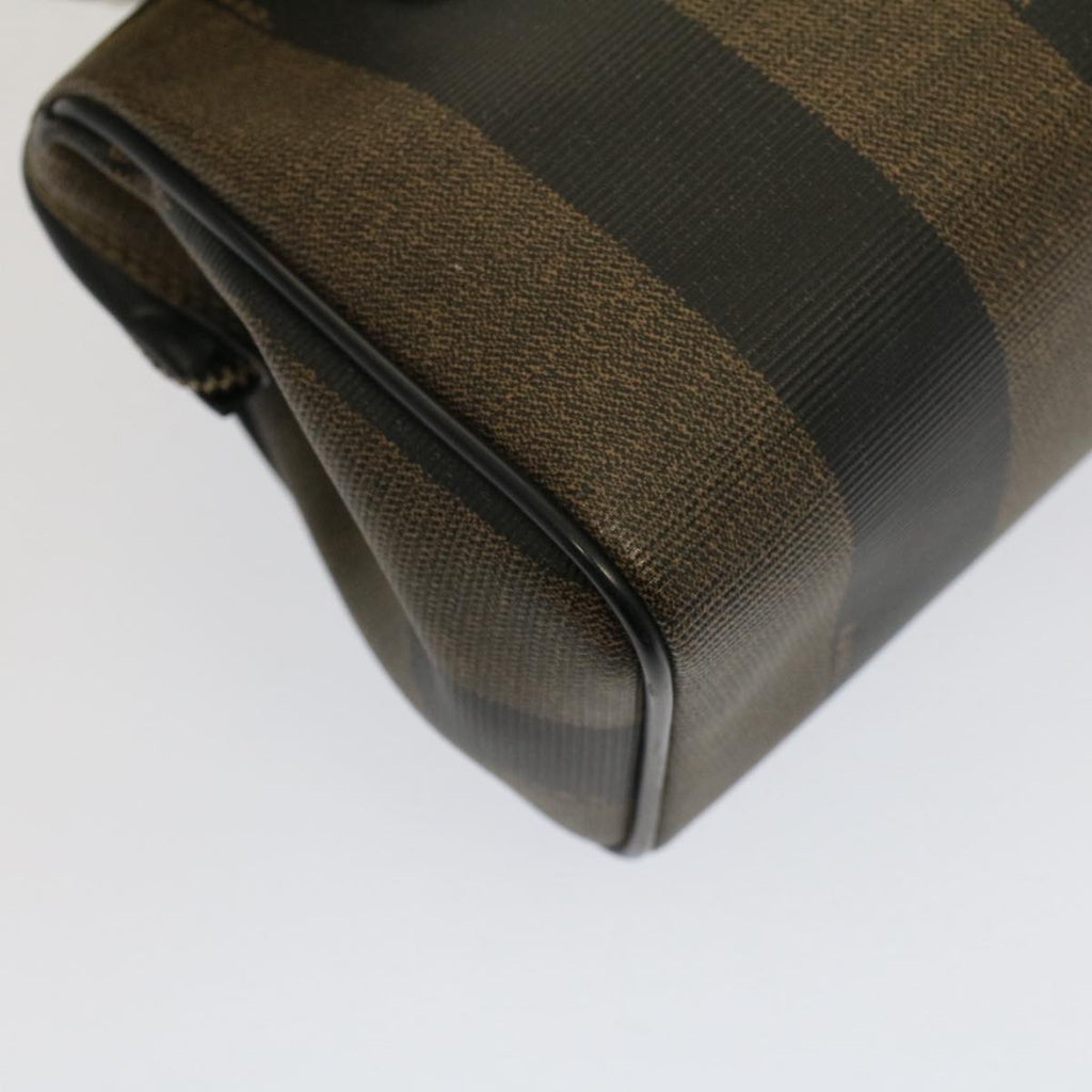 FENDI Pecan Canvas Mini Boston Bag Black Brown 52490