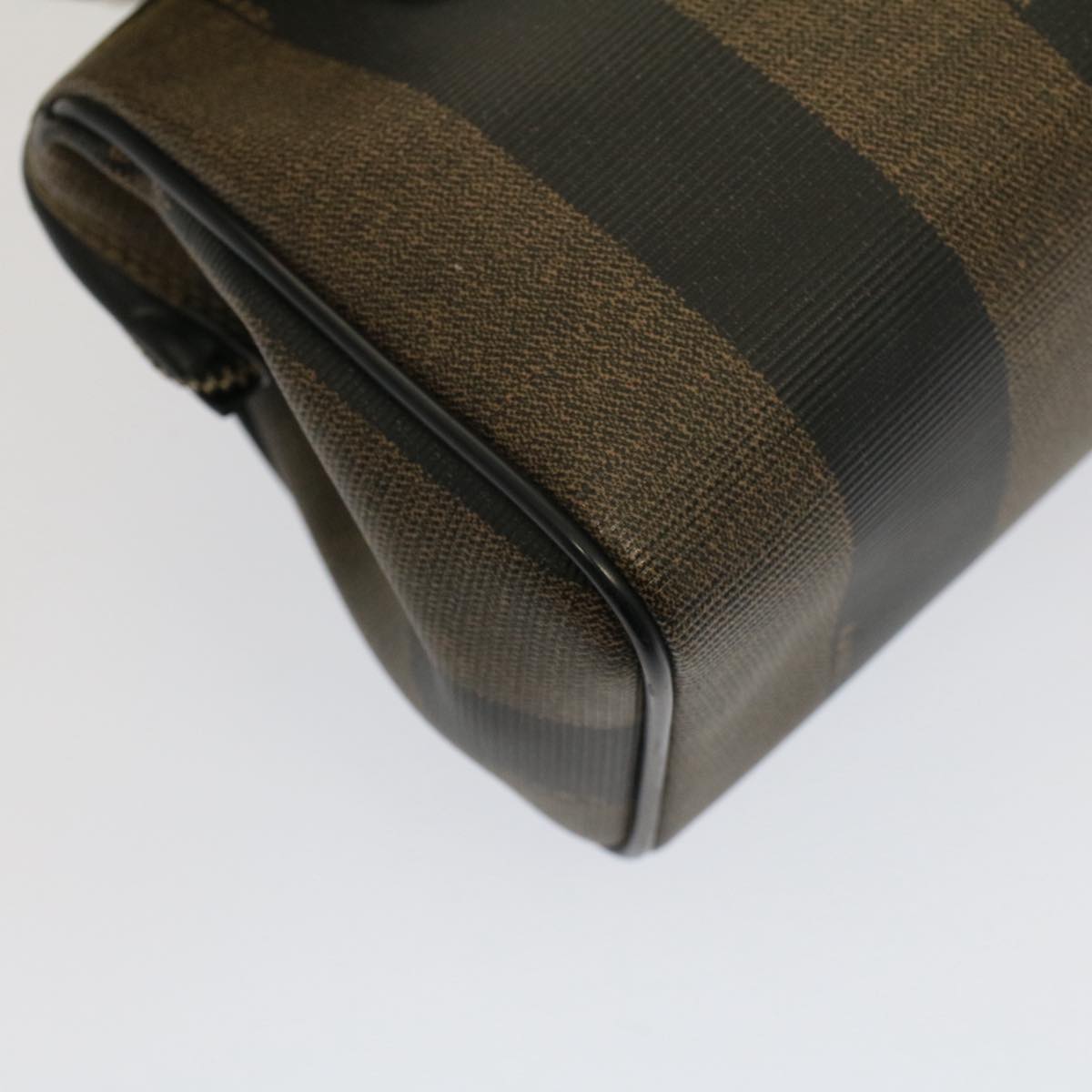 FENDI Pecan Canvas Mini Boston Bag Black Brown 52490