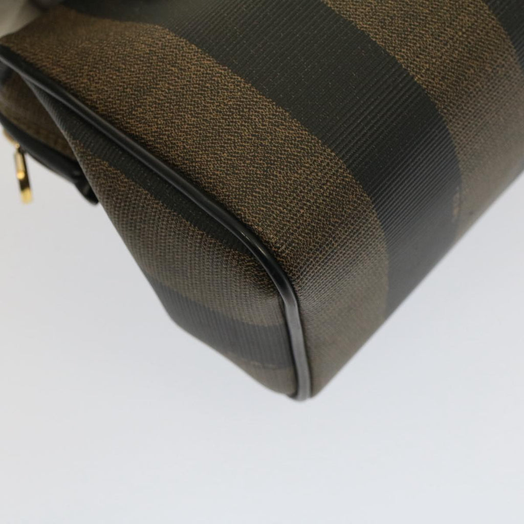 FENDI Pecan Canvas Mini Boston Bag Black Brown 52490