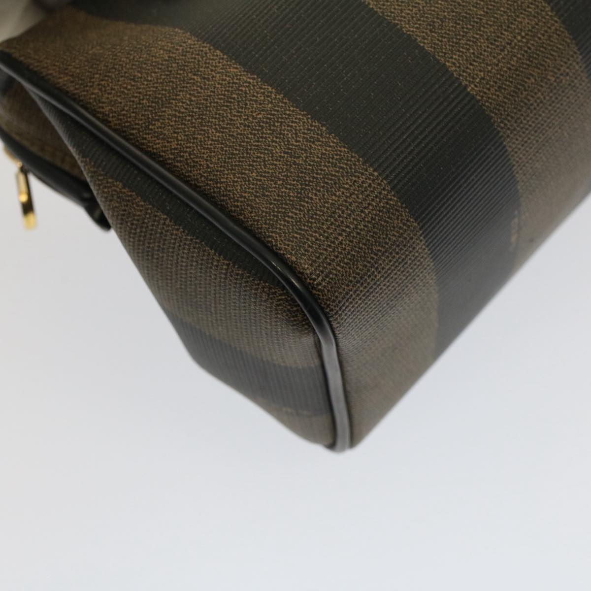 FENDI Pecan Canvas Mini Boston Bag Black Brown 52490