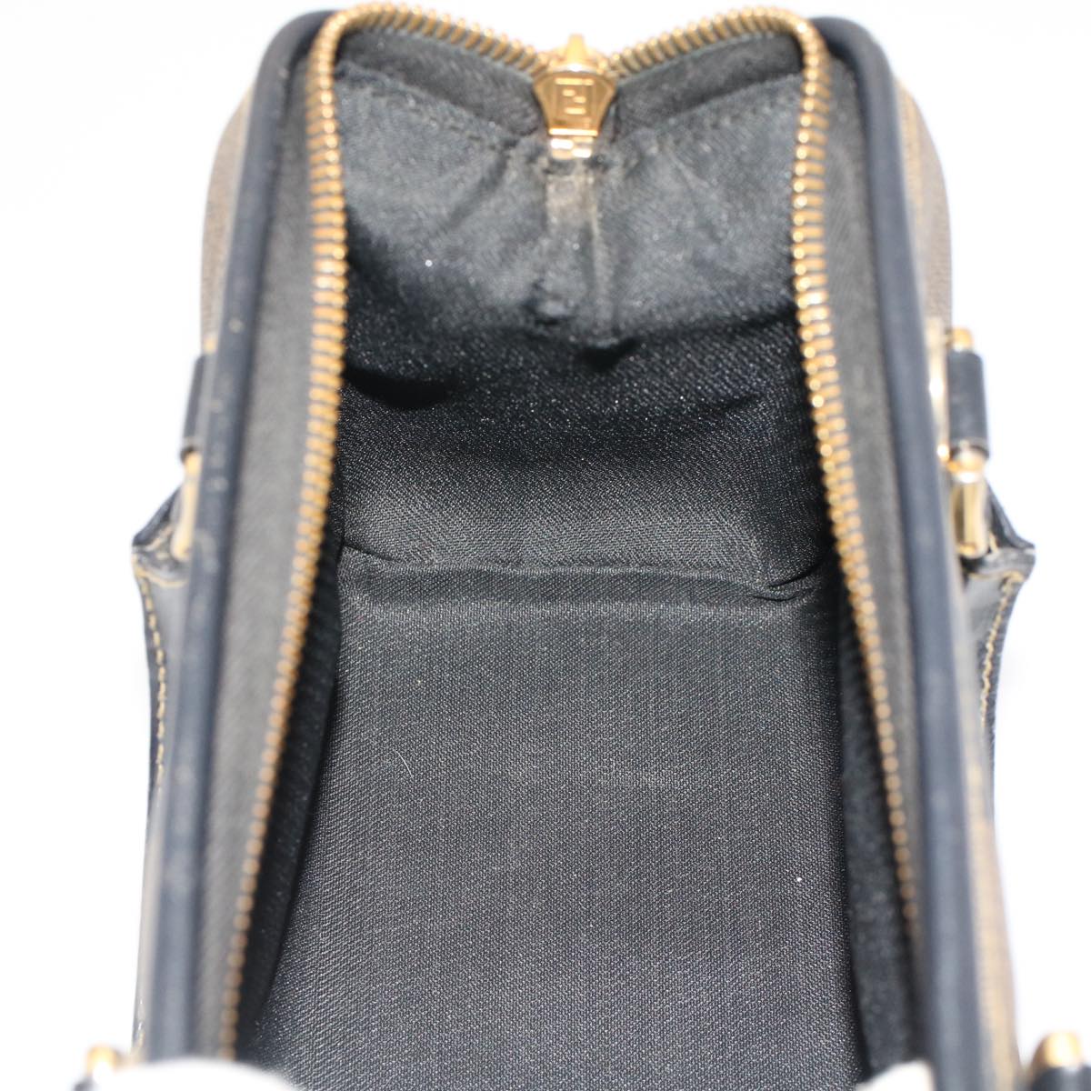 FENDI Pecan Canvas Mini Boston Bag Black Brown 52490