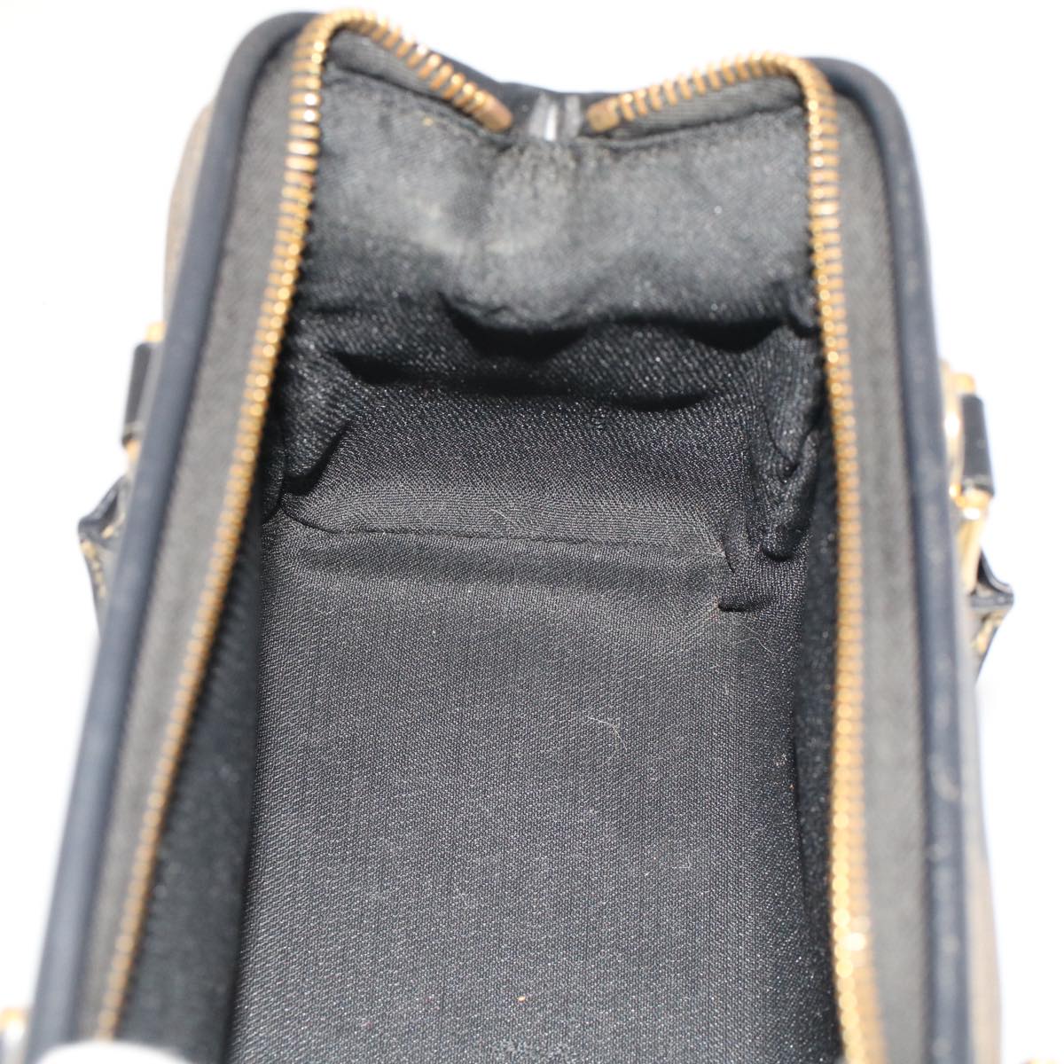 FENDI Pecan Canvas Mini Boston Bag Black Brown 52490