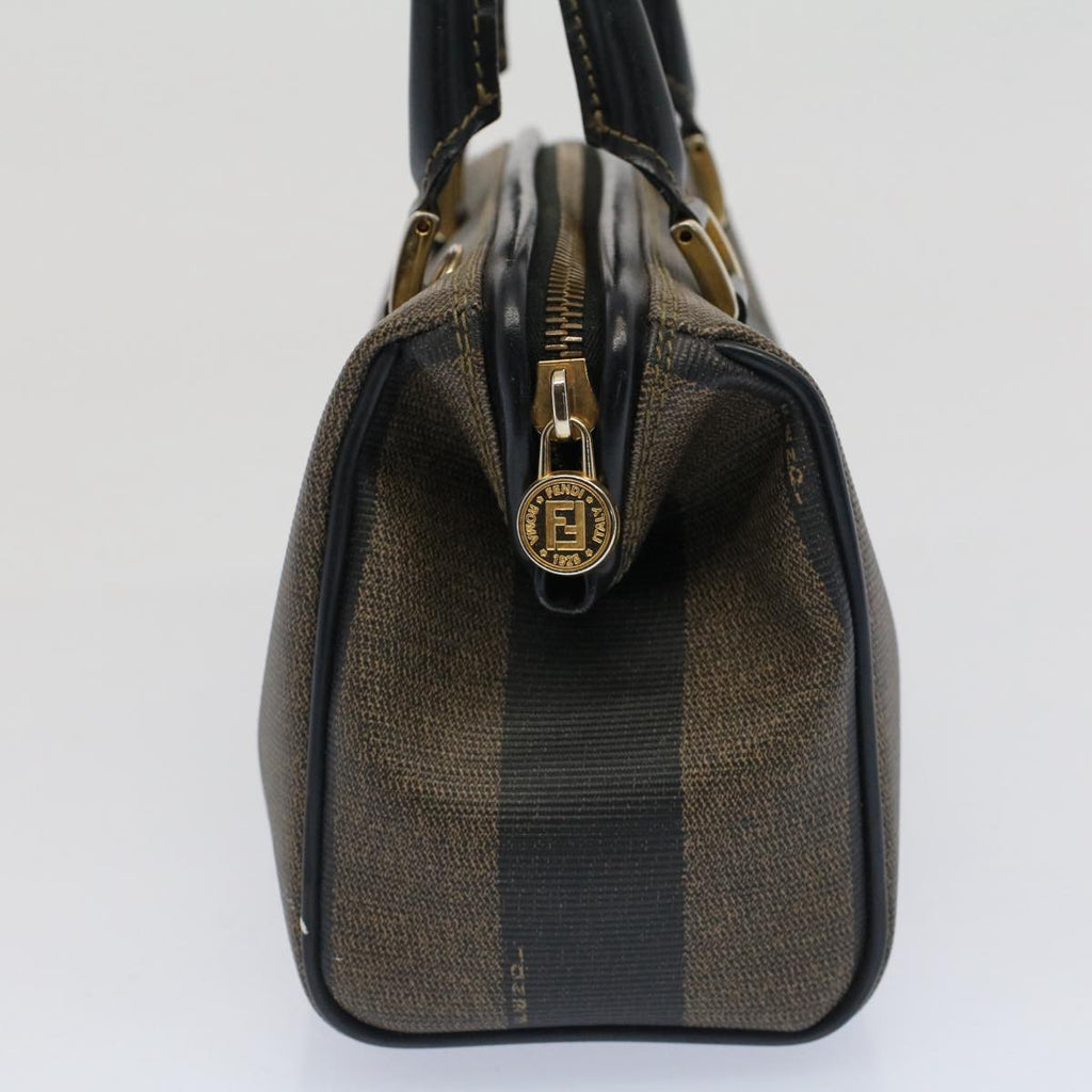 FENDI Pecan Canvas Mini Boston Bag Black Brown 52490