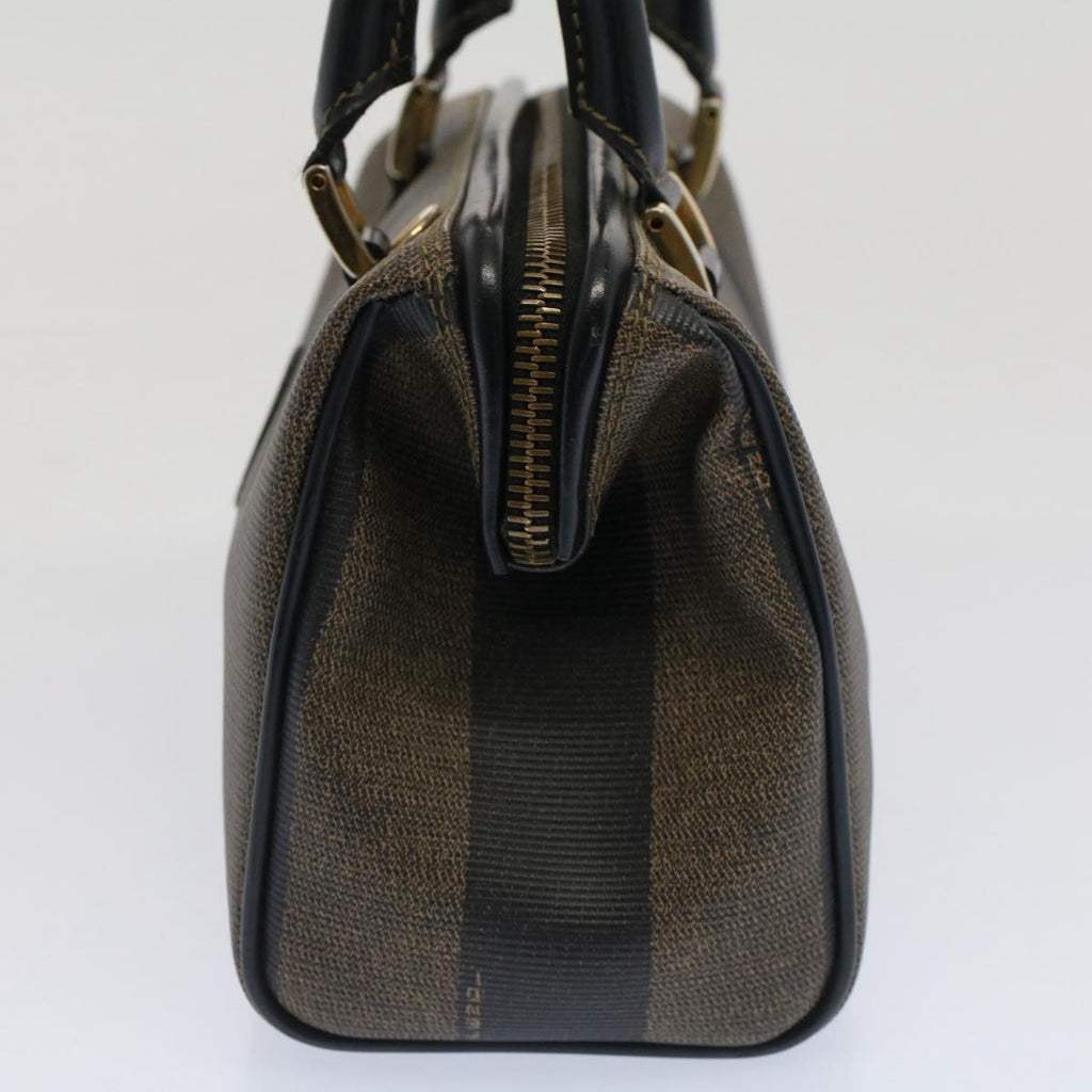 FENDI Pecan Canvas Mini Boston Bag Black Brown 52490