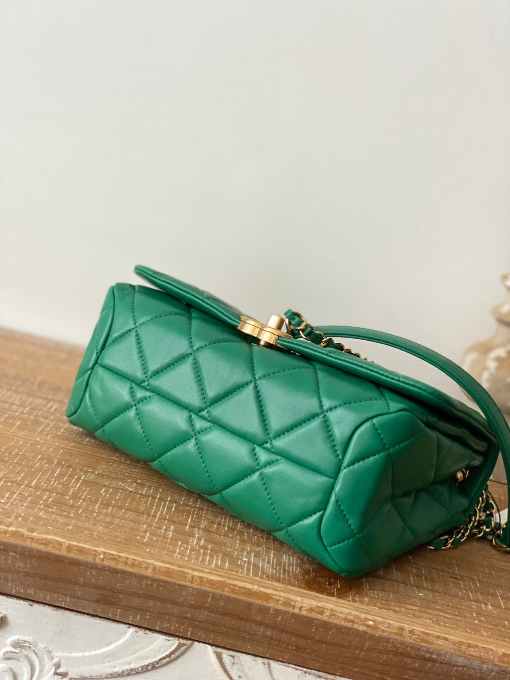 CHLLarge Flap Green Bag For Women 23cm/9in