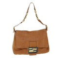 FENDI Mamma Baguette Shoulder Bag Leather Beige 52497