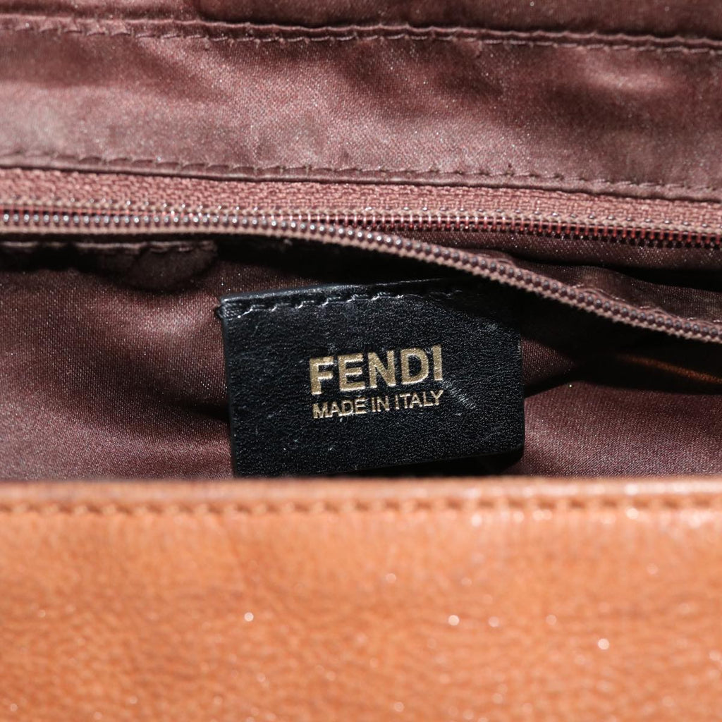 FENDI Mamma Baguette Shoulder Bag Leather Beige 52497