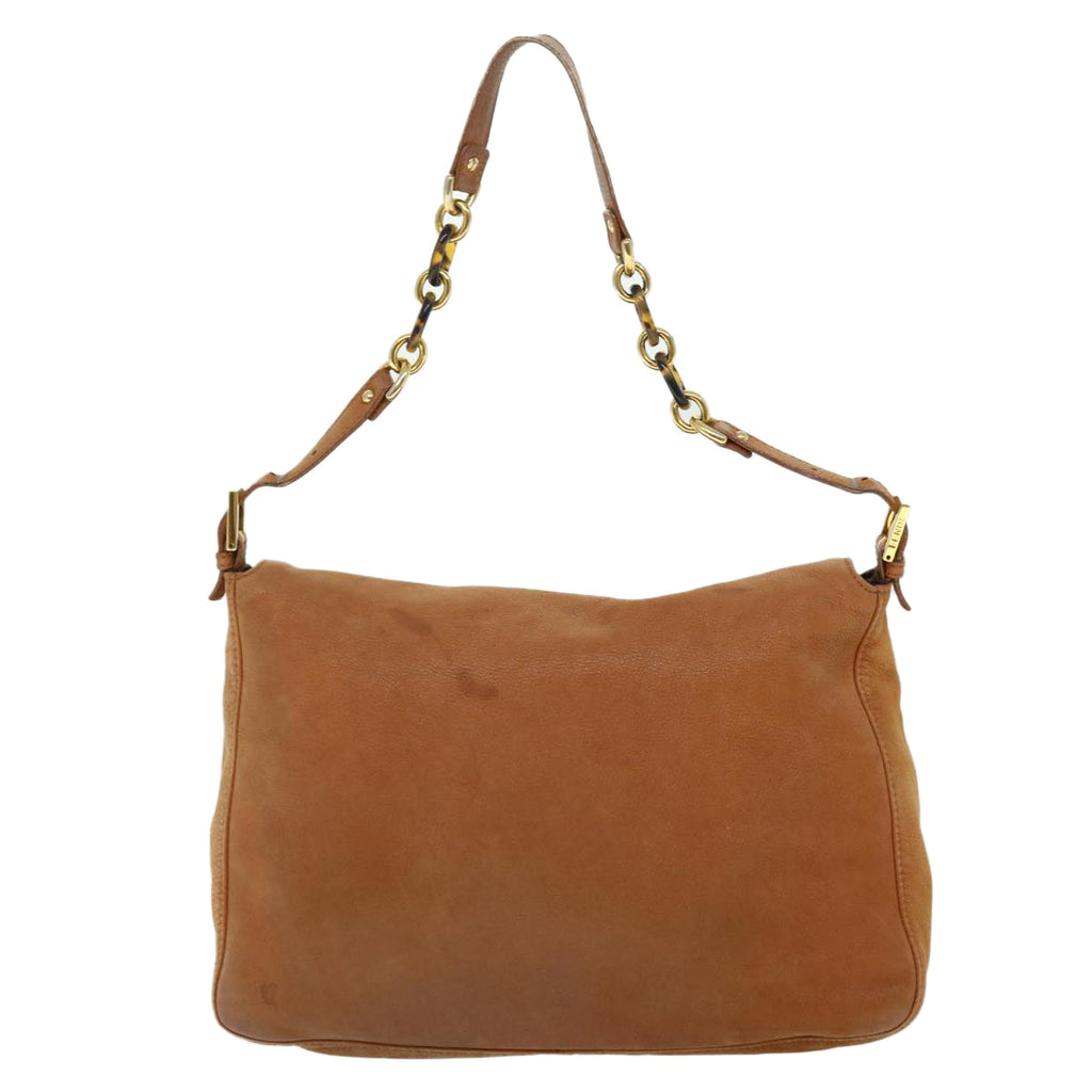 FENDI Mamma Baguette Shoulder Bag Leather Beige 52497