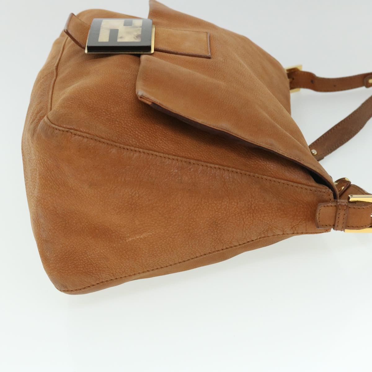 FENDI Mamma Baguette Shoulder Bag Leather Beige 52497