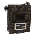 FENDI Zucca Canvas Mamma Baguette Shoulder Bag Brown Black 52735