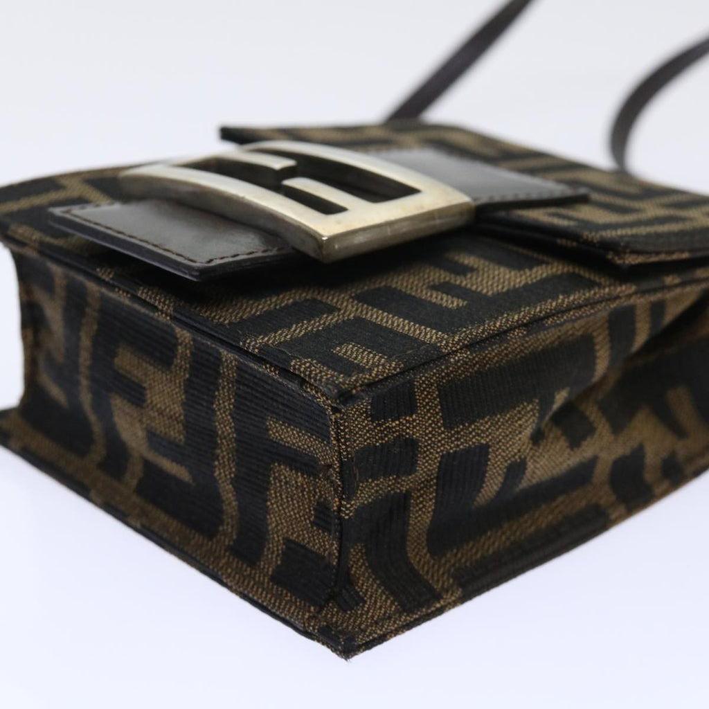 FENDI Zucca Canvas Mamma Baguette Shoulder Bag Brown Black 52735