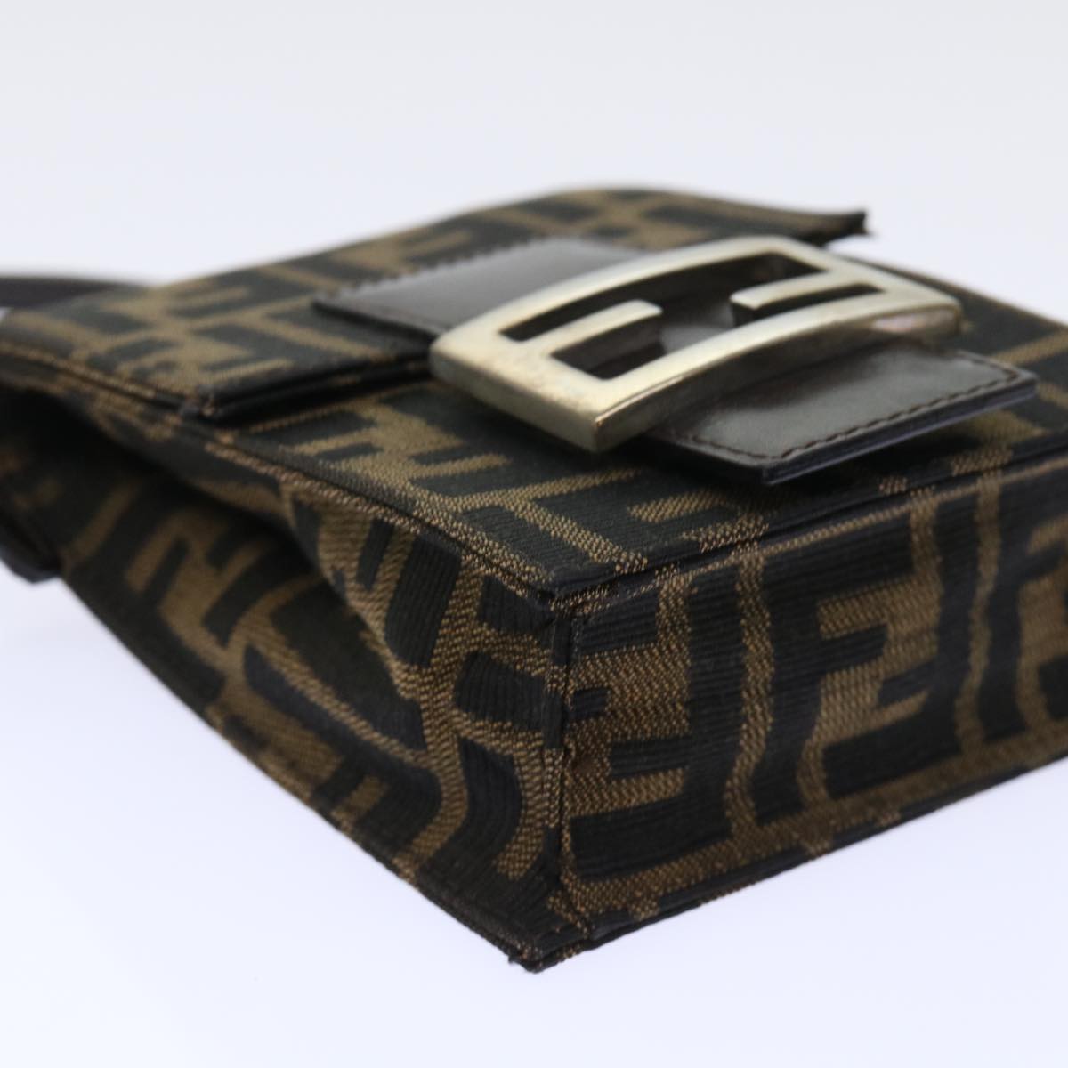 FENDI Zucca Canvas Mamma Baguette Shoulder Bag Brown Black 52735