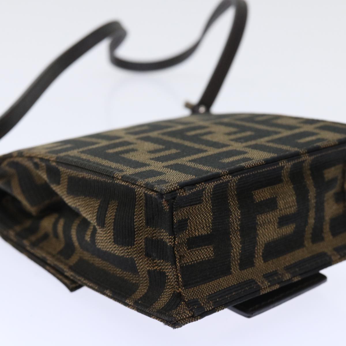 FENDI Zucca Canvas Mamma Baguette Shoulder Bag Brown Black 52735