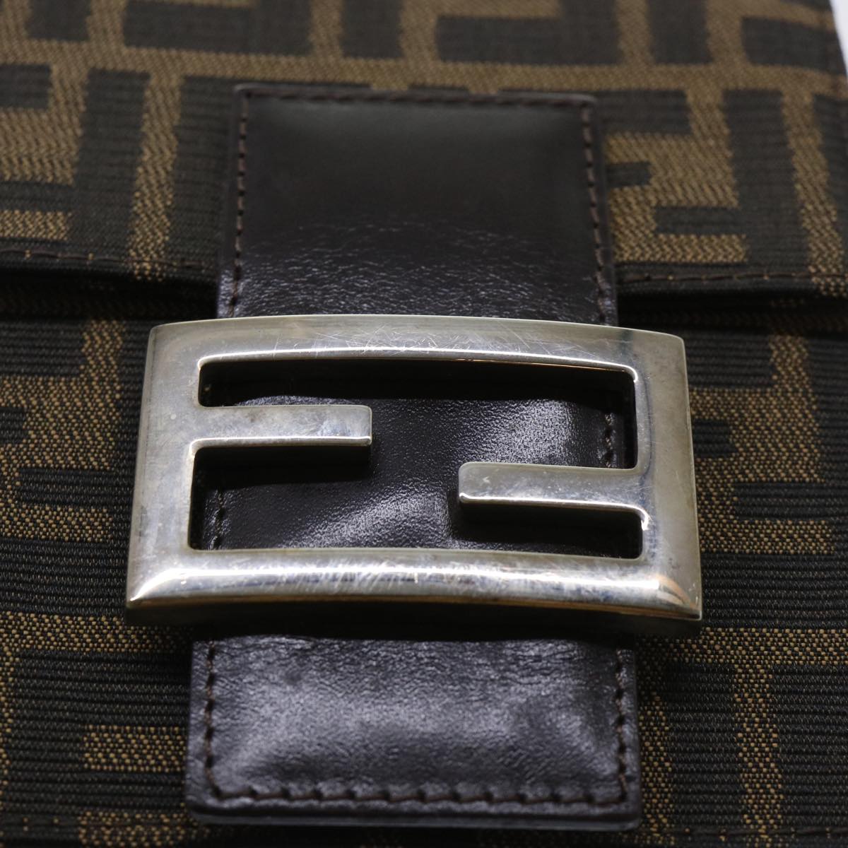 FENDI Zucca Canvas Mamma Baguette Shoulder Bag Brown Black 52735