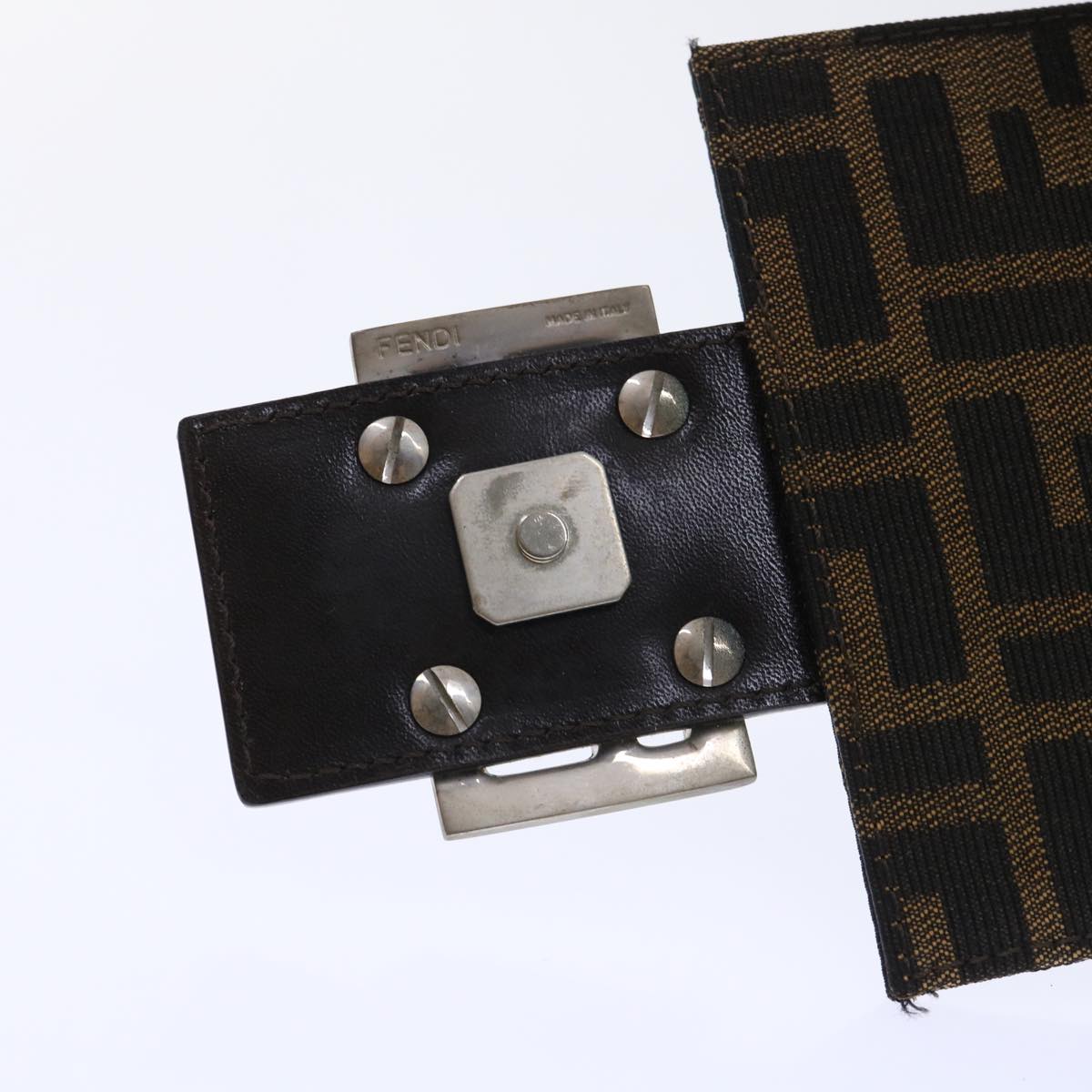 FENDI Zucca Canvas Mamma Baguette Shoulder Bag Brown Black 52735