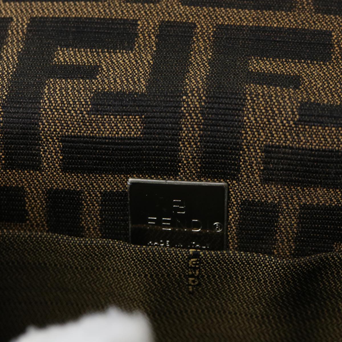 FENDI Zucca Canvas Mamma Baguette Shoulder Bag Brown Black 52735