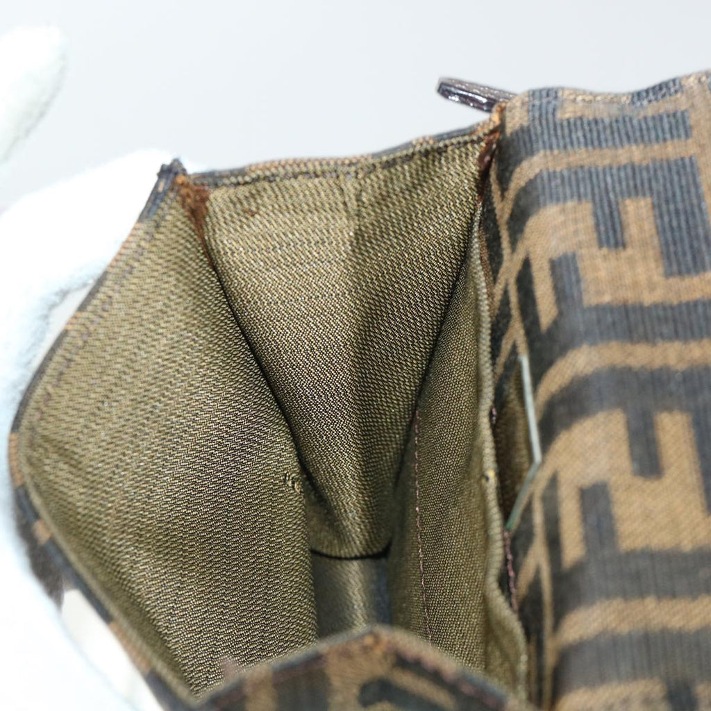 FENDI Zucca Canvas Mamma Baguette Shoulder Bag Brown Black 52735