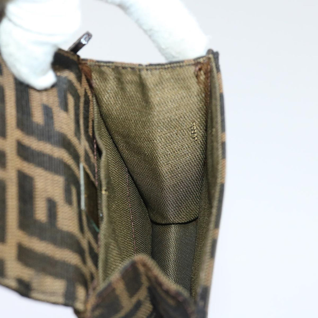 FENDI Zucca Canvas Mamma Baguette Shoulder Bag Brown Black 52735