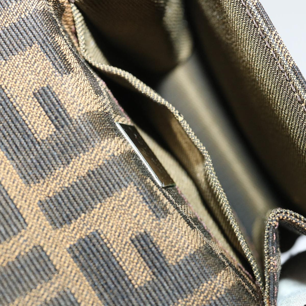 FENDI Zucca Canvas Mamma Baguette Shoulder Bag Brown Black 52735
