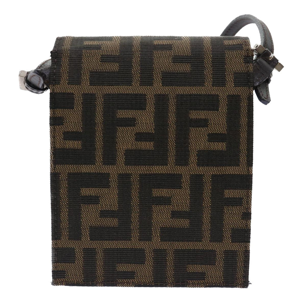 FENDI Zucca Canvas Mamma Baguette Shoulder Bag Brown Black 52735