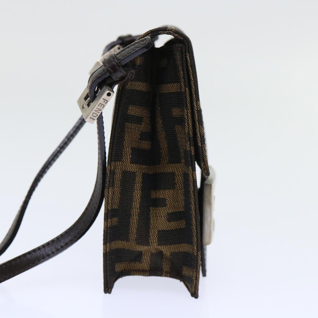 FENDI Zucca Canvas Mamma Baguette Shoulder Bag Brown Black 52735