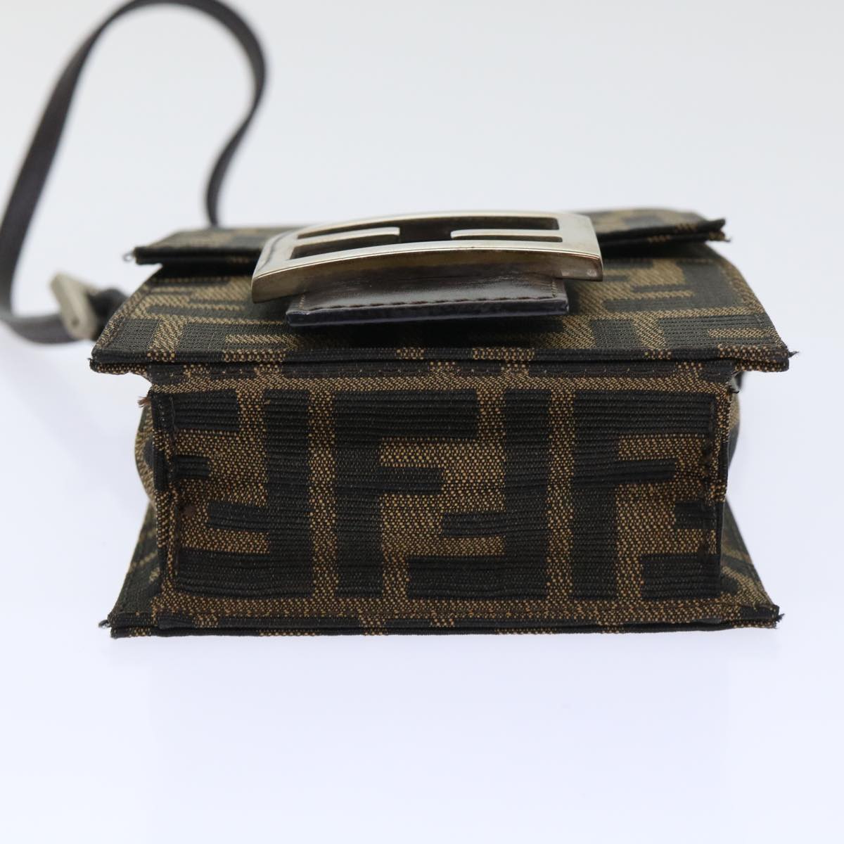 FENDI Zucca Canvas Mamma Baguette Shoulder Bag Brown Black 52735