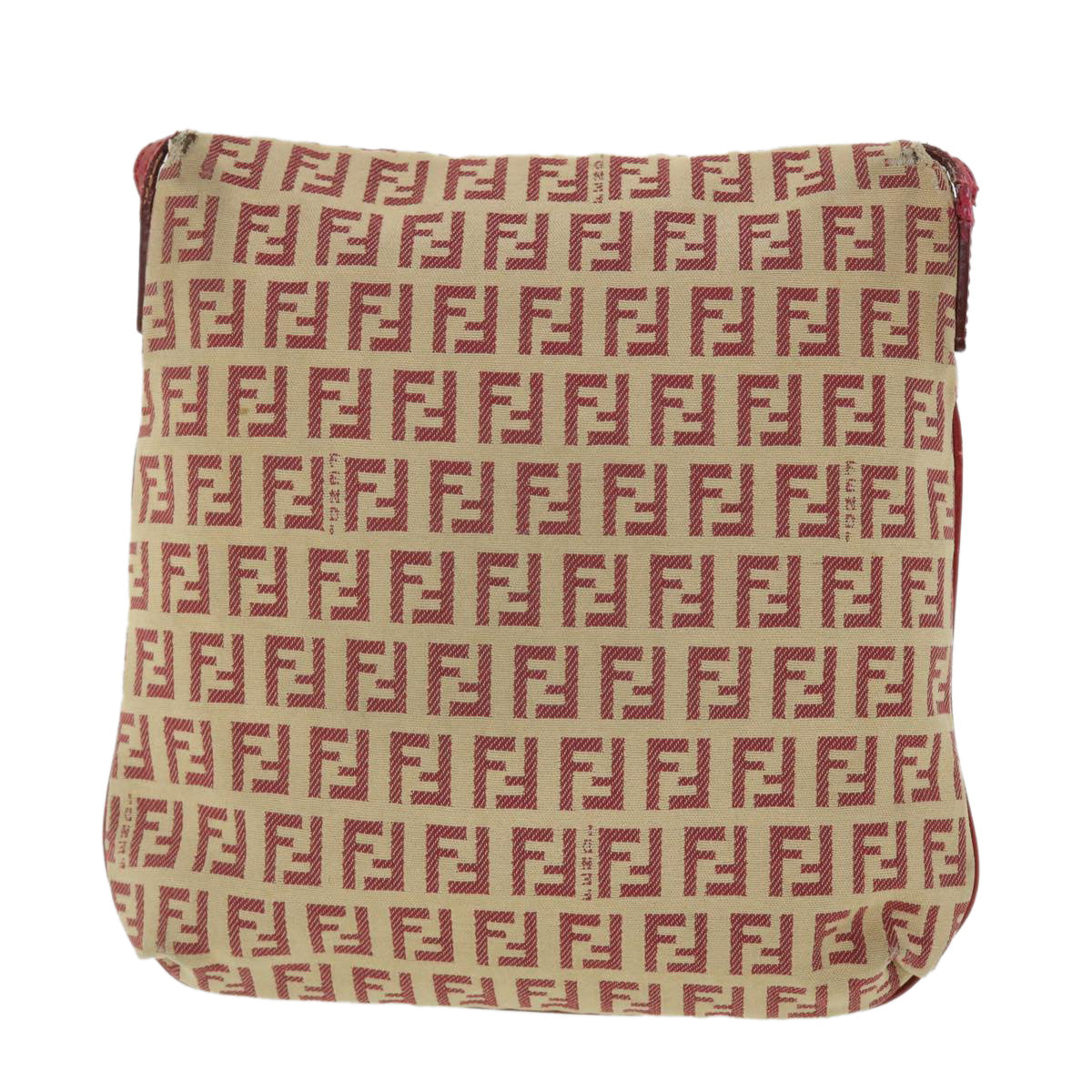 FENDI Zucchino Canvas Mamma Baguette Shoulder Bag Beige Red 52738