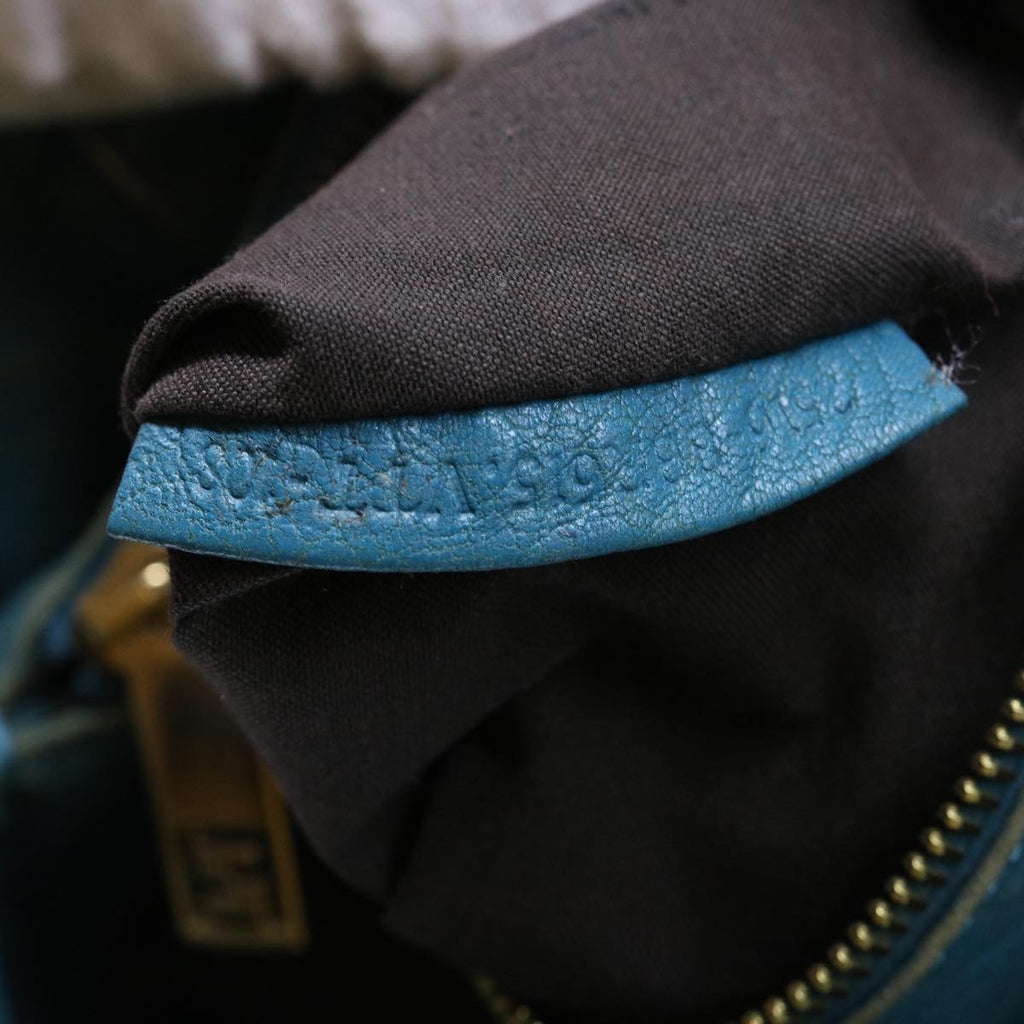 FENDI Chain Shoulder Bag Leather 2way Turquoise Blue 52739