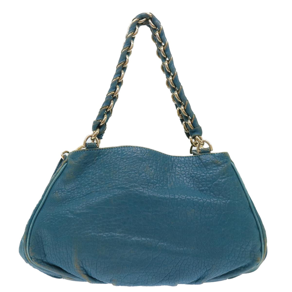 FENDI Chain Shoulder Bag Leather 2way Turquoise Blue 52739