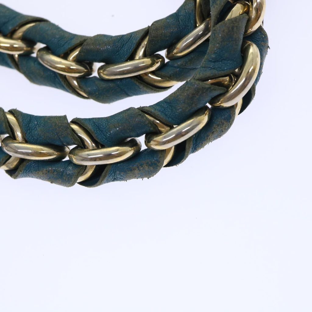 FENDI Chain Shoulder Bag Leather 2way Turquoise Blue 52739