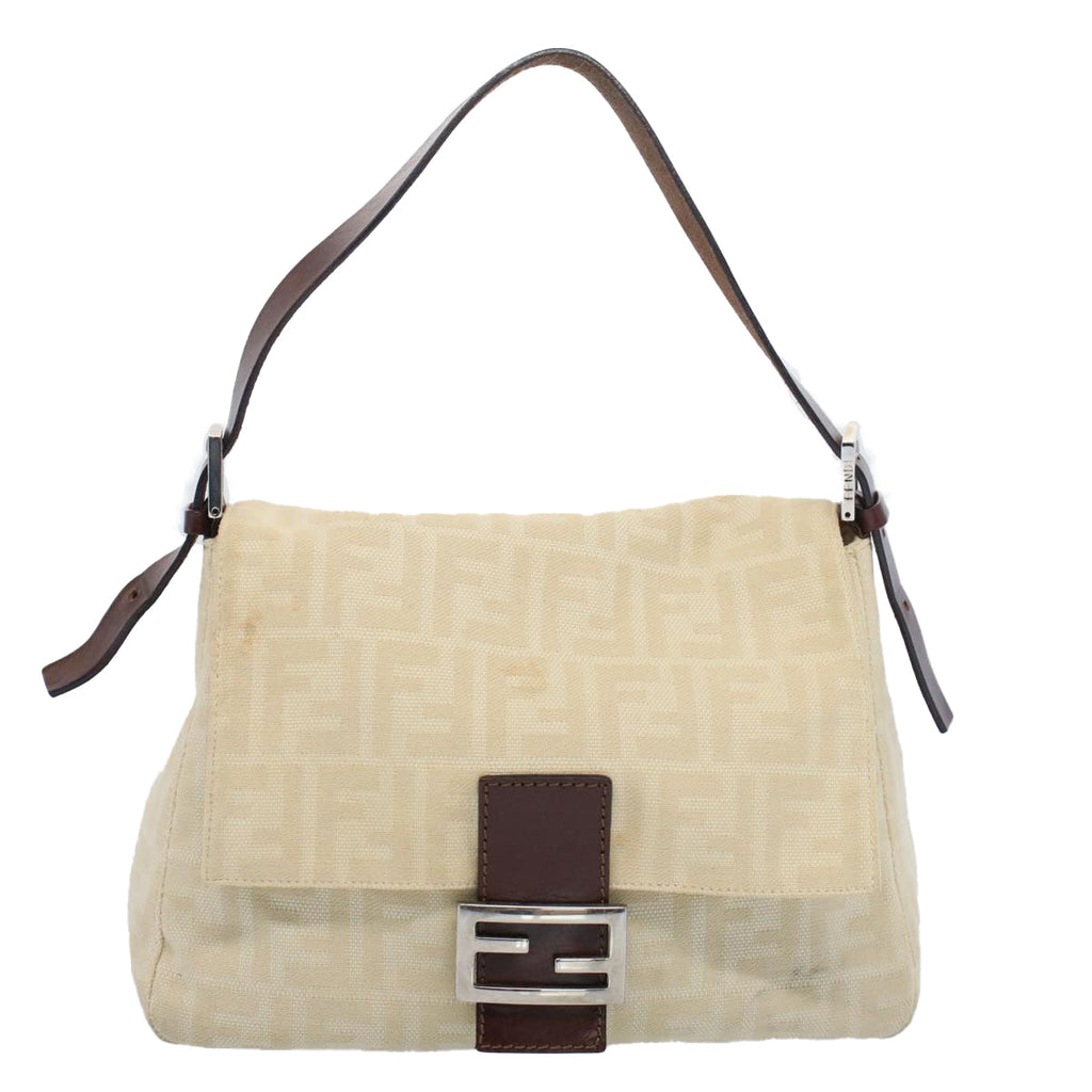 FENDI Mamma Baguette Shoulder Bag Beige 52740