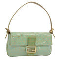 FENDI Mamma Baguette Shoulder Bag Coated Canvas Light Blue 52741