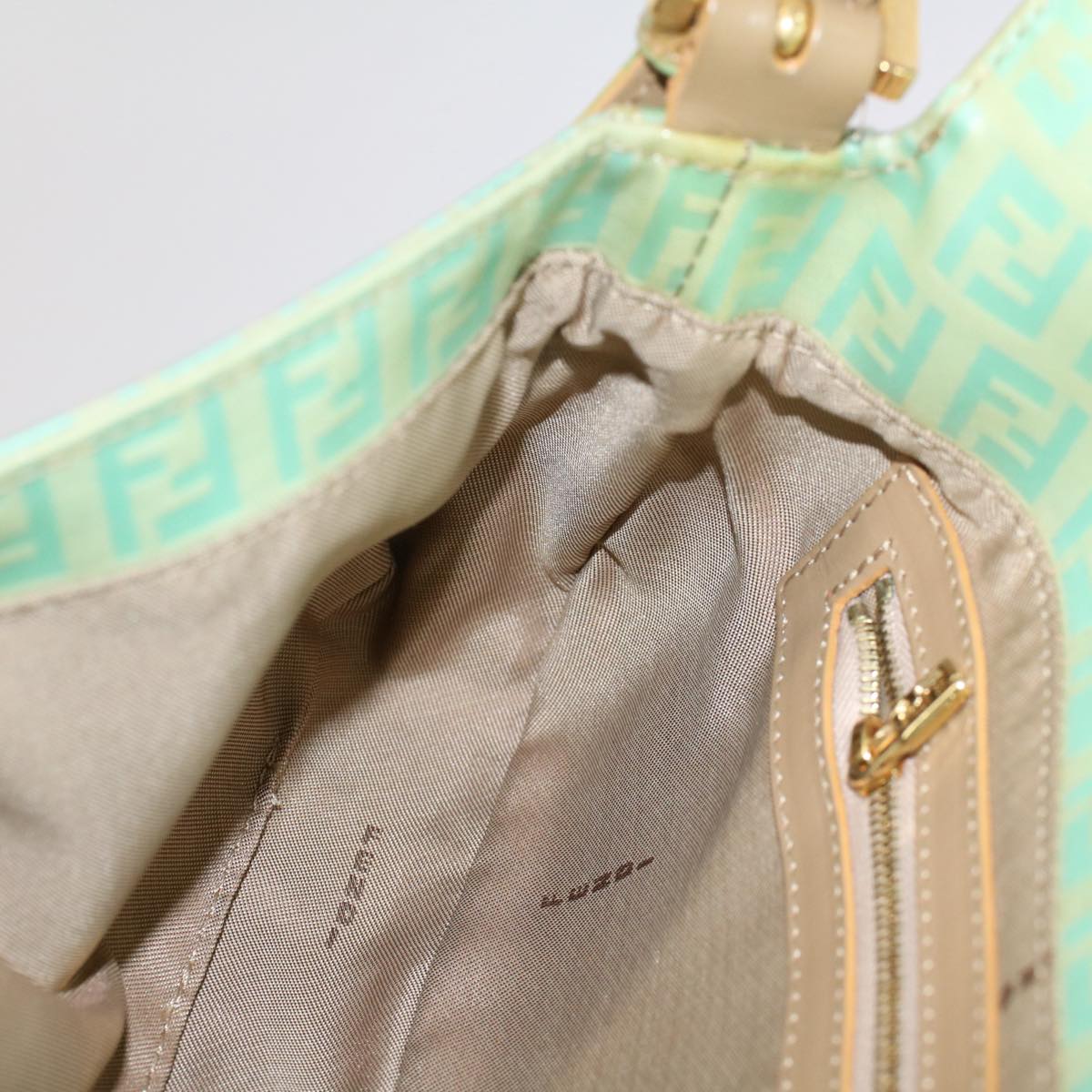 FENDI Mamma Baguette Shoulder Bag Coated Canvas Light Blue 52741
