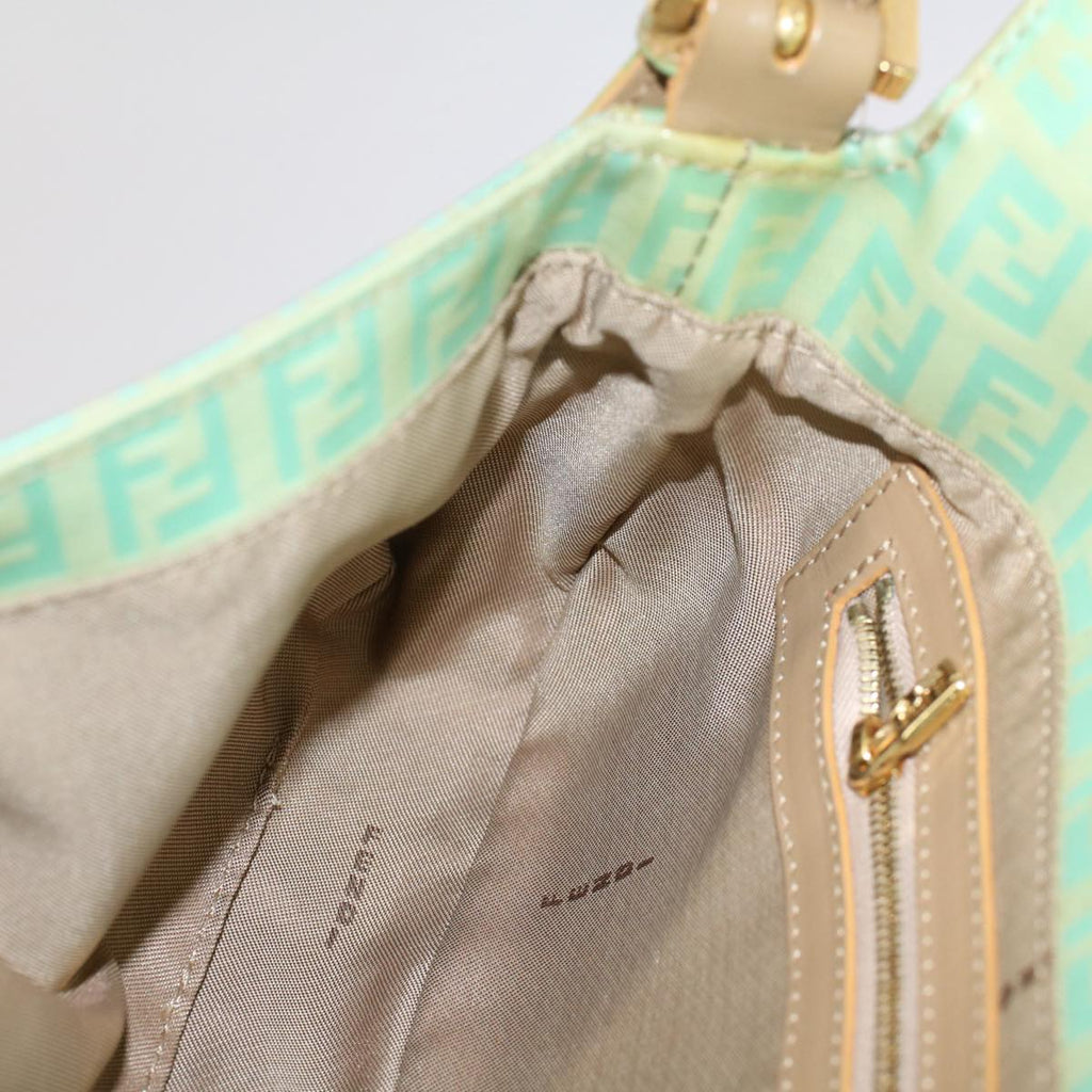 FENDI Mamma Baguette Shoulder Bag Coated Canvas Light Blue 52741