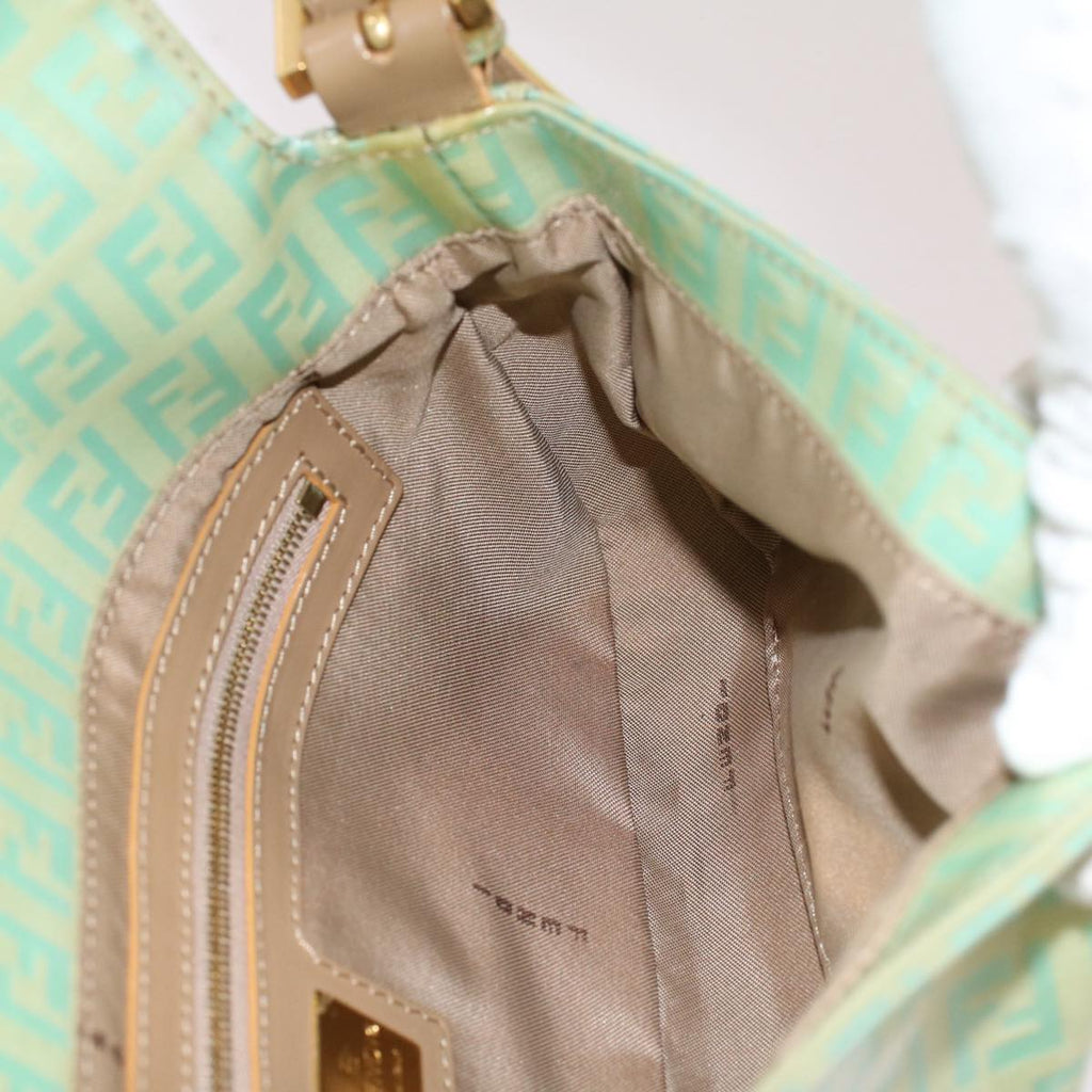 FENDI Mamma Baguette Shoulder Bag Coated Canvas Light Blue 52741