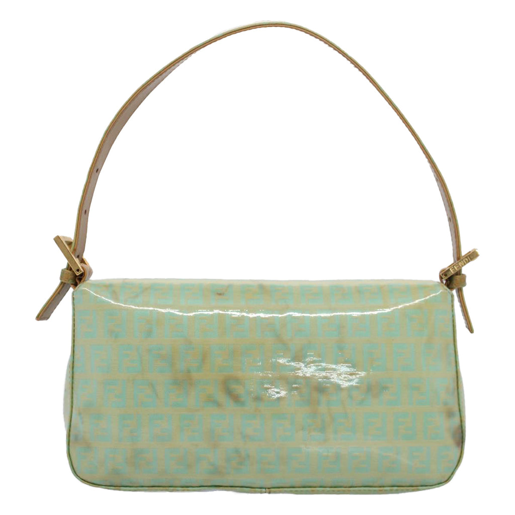 FENDI Mamma Baguette Shoulder Bag Coated Canvas Light Blue 52741
