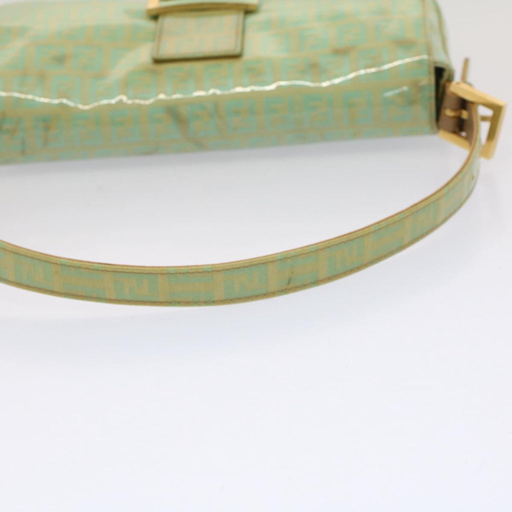 FENDI Mamma Baguette Shoulder Bag Coated Canvas Light Blue 52741