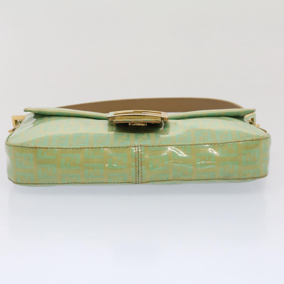 FENDI Mamma Baguette Shoulder Bag Coated Canvas Light Blue 52741