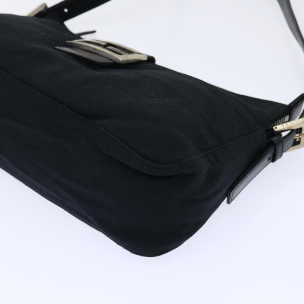 FENDI Mamma Baguette Shoulder Bag Coated Canvas Black 52742